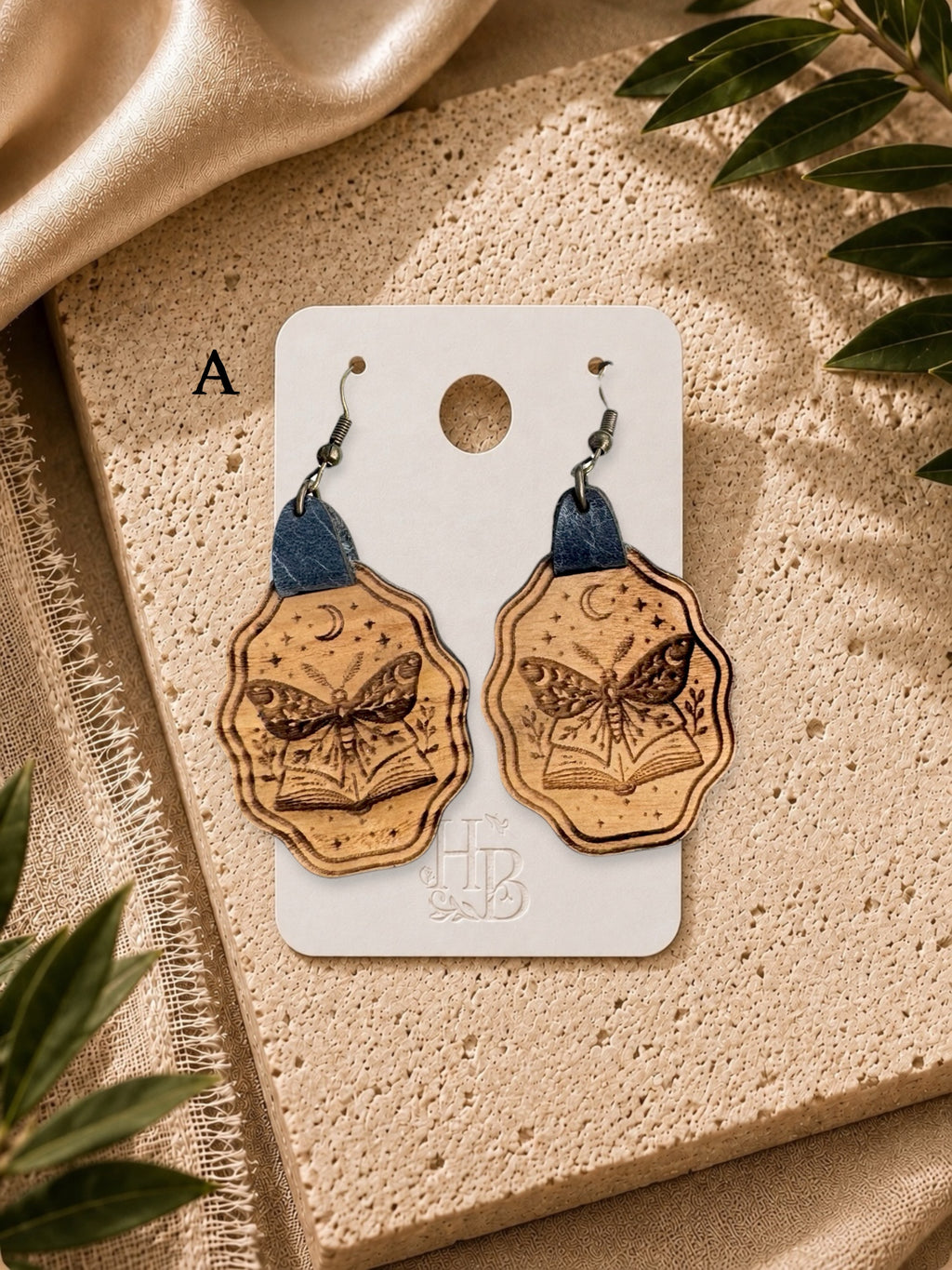 Moth & Moon Book Earrings