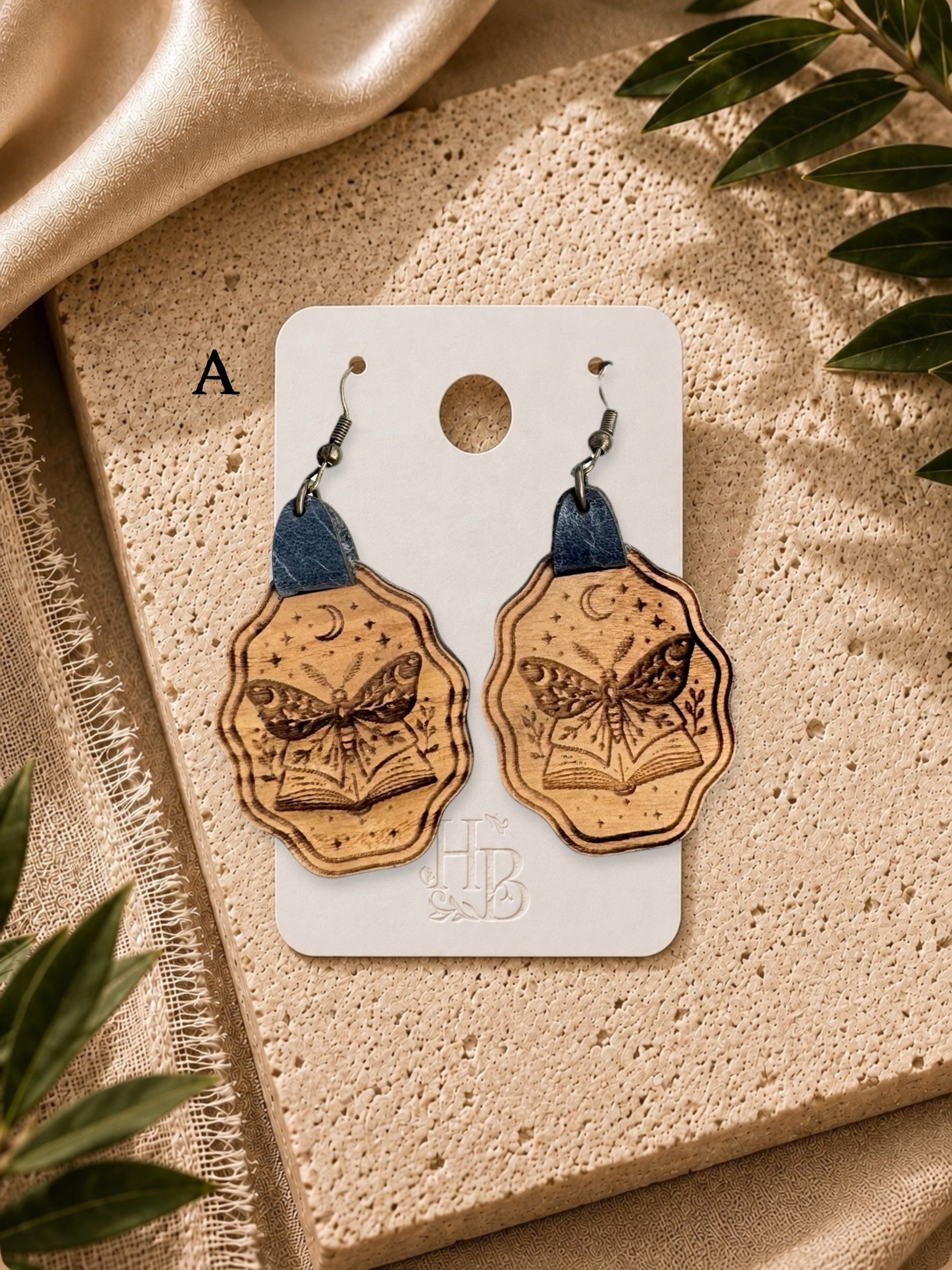 Moth & Moon Book Earrings