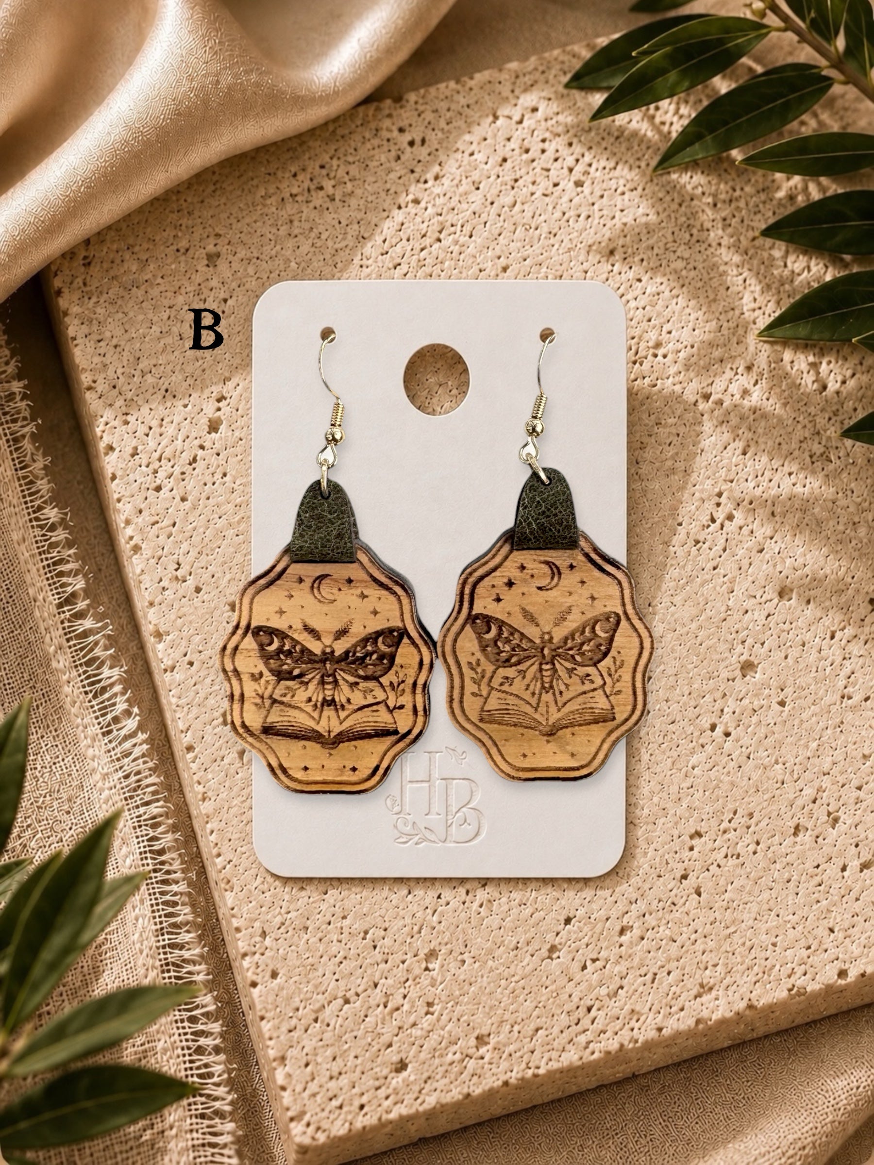 Moth & Moon Book Earrings