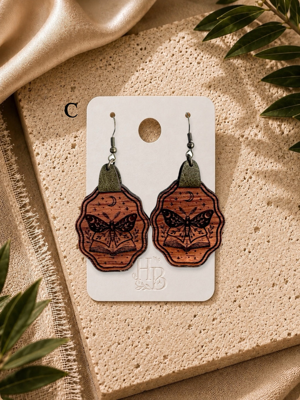 Moth & Moon Book Earrings