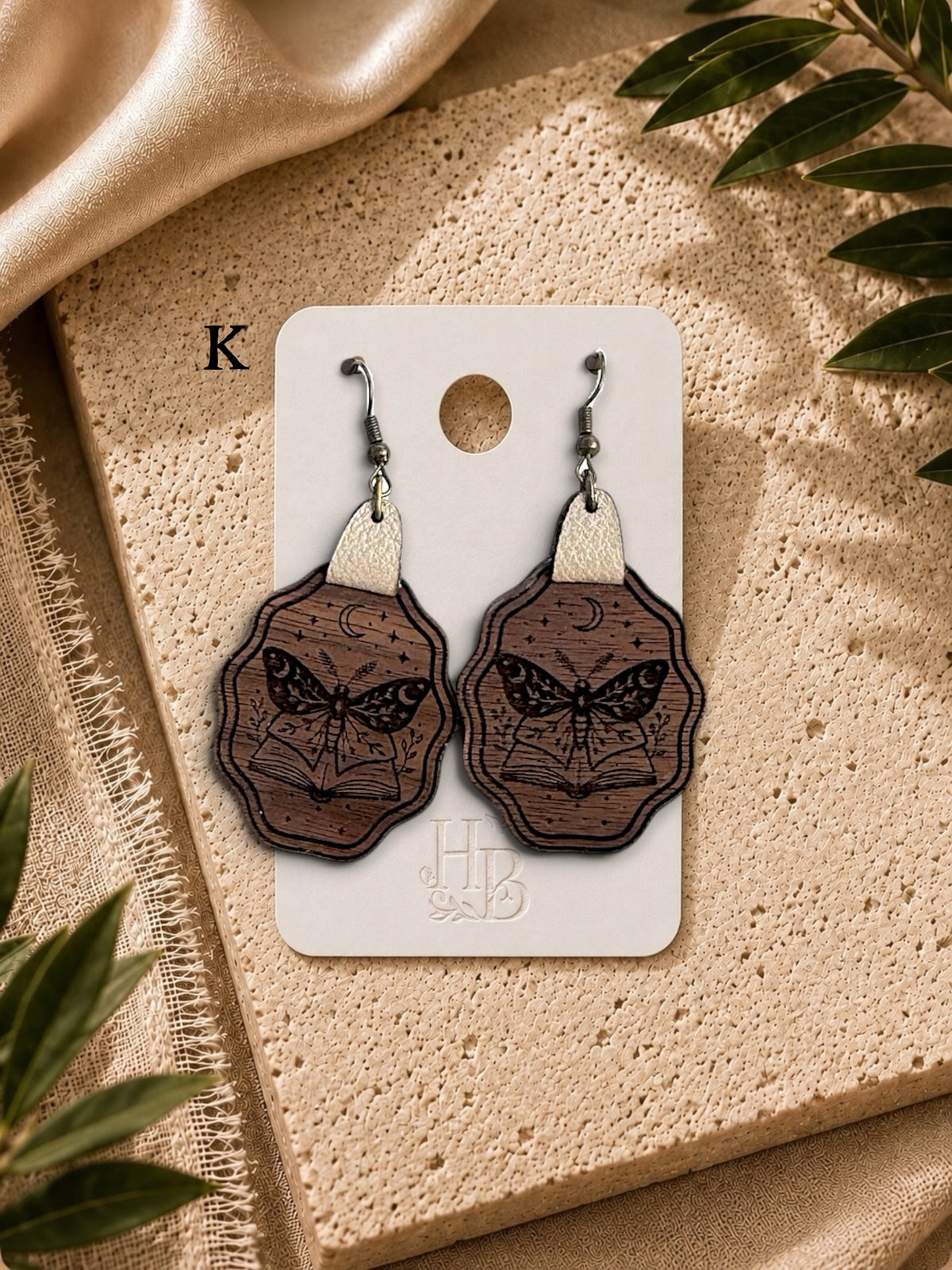 Moth & Moon Book Earrings