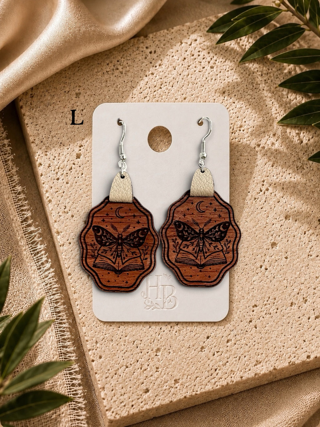 Moth & Moon Book Earrings