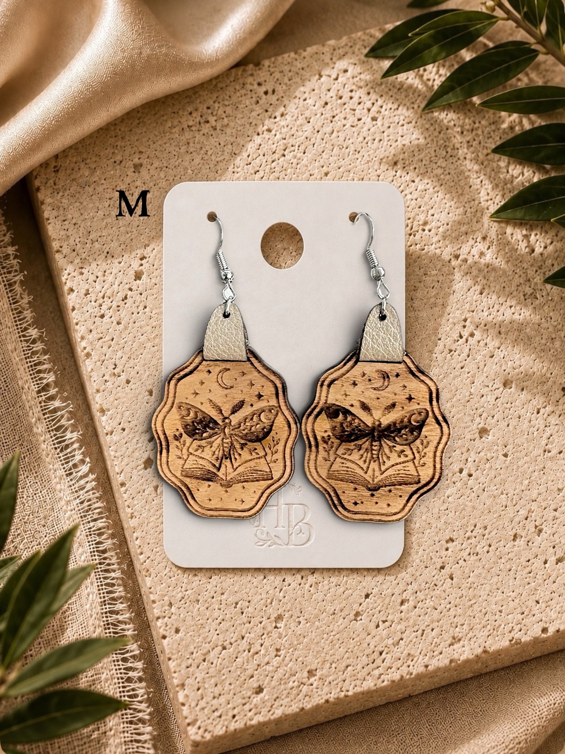 Moth & Moon Book Earrings