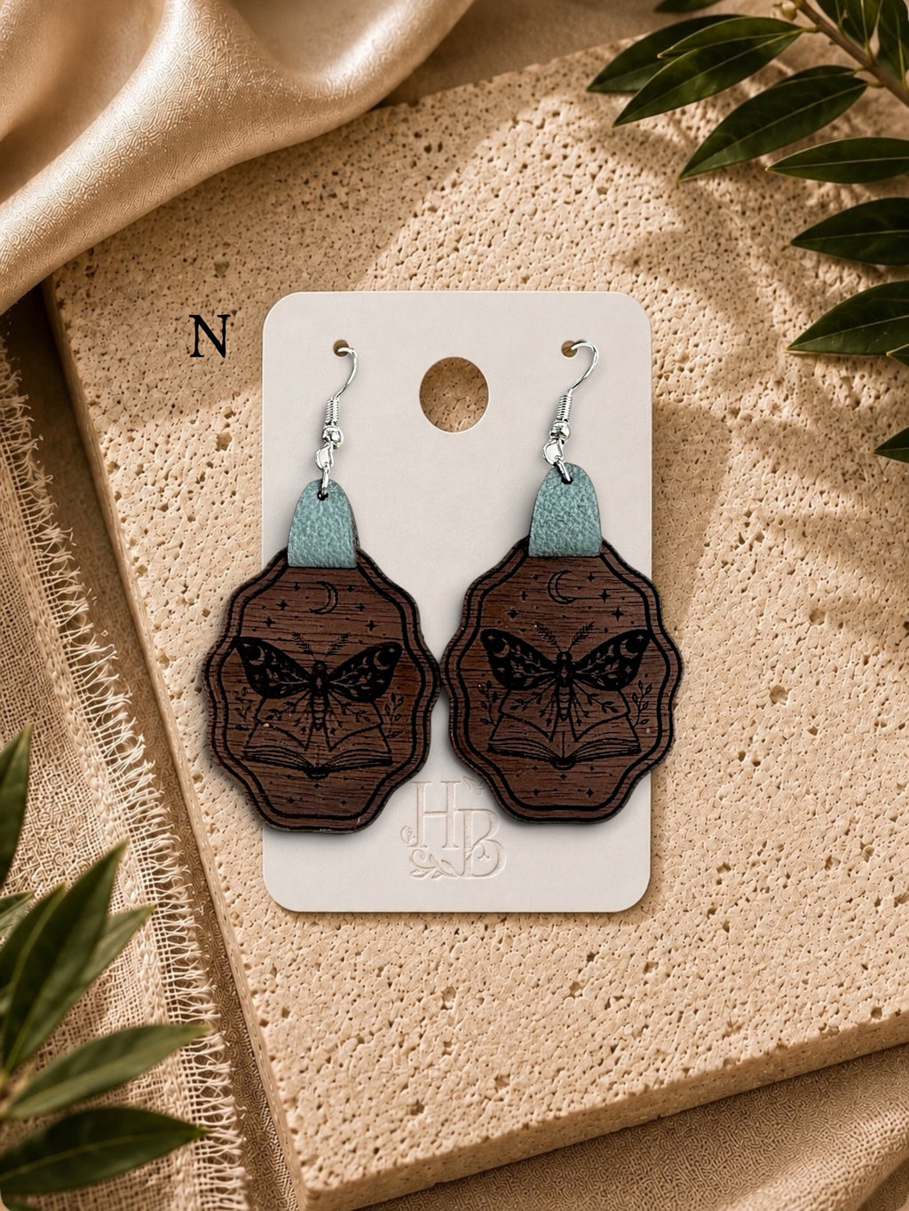 Moth & Moon Book Earrings