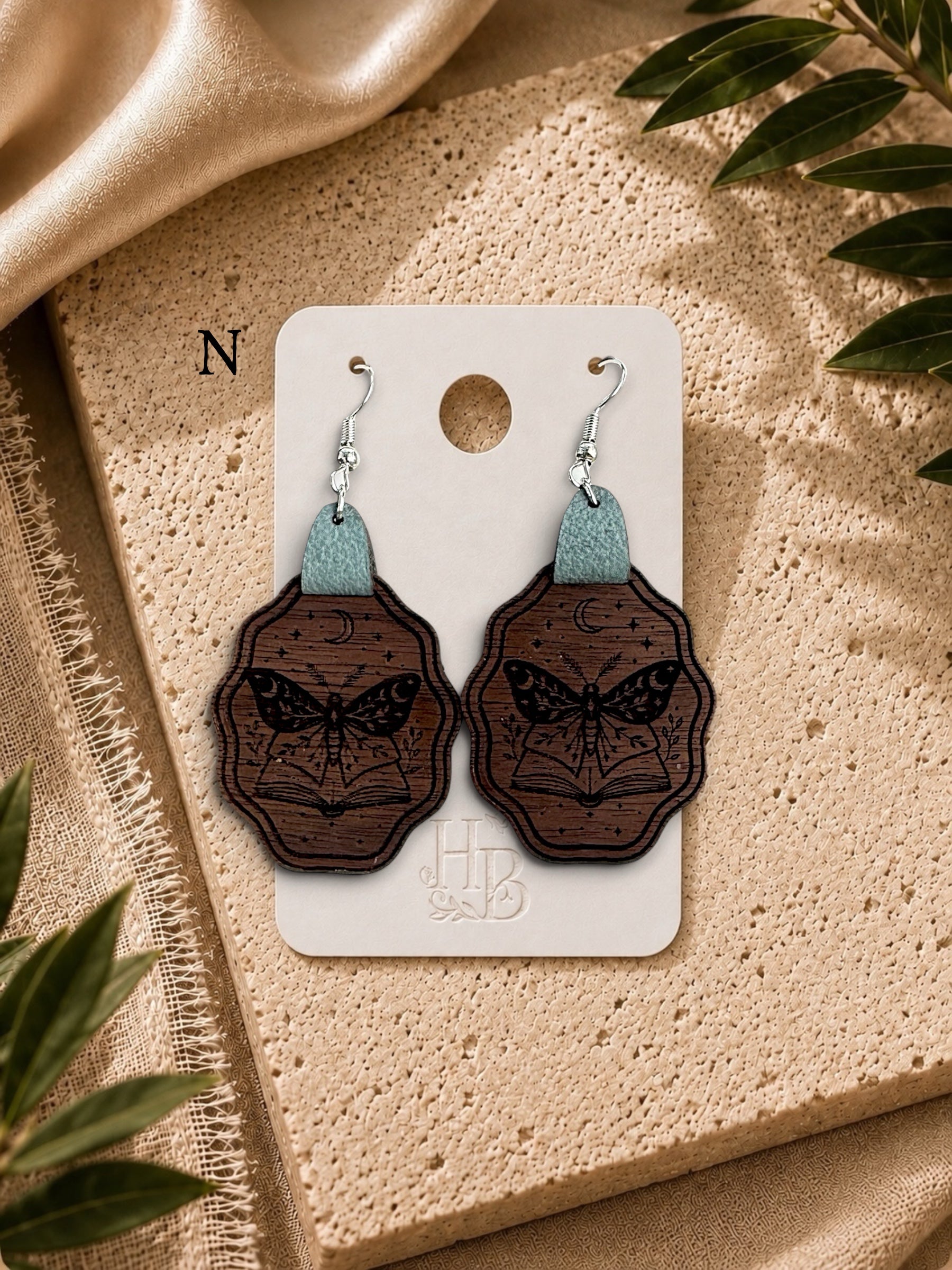 Moth & Moon Book Earrings